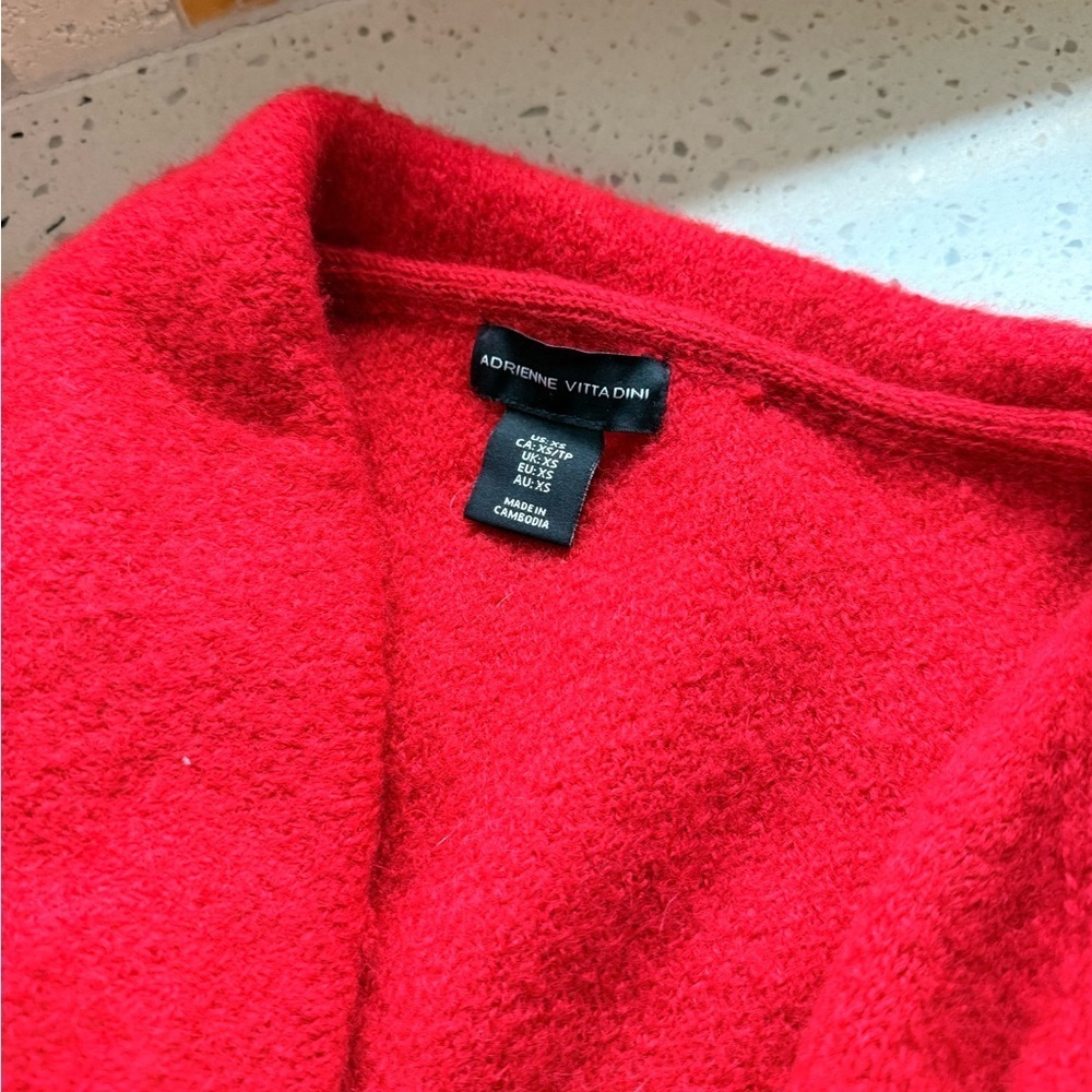 Adrienne Vittadini Vibrant Red Cowl Neck Sweater jacket XS - Picture 5 of 8